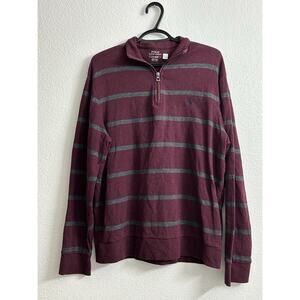 Polo Ralph Lauren Shirt Mens L Maroon Gray Quarter Zip Pullover Long Sleeve